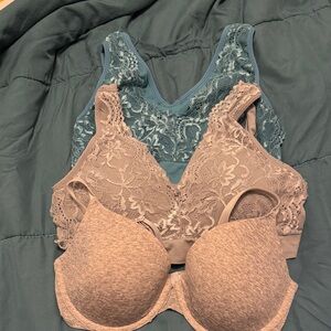 Elegant Lace and Comfort Bra Set - Blue and Gray sport and Victoria pink bra